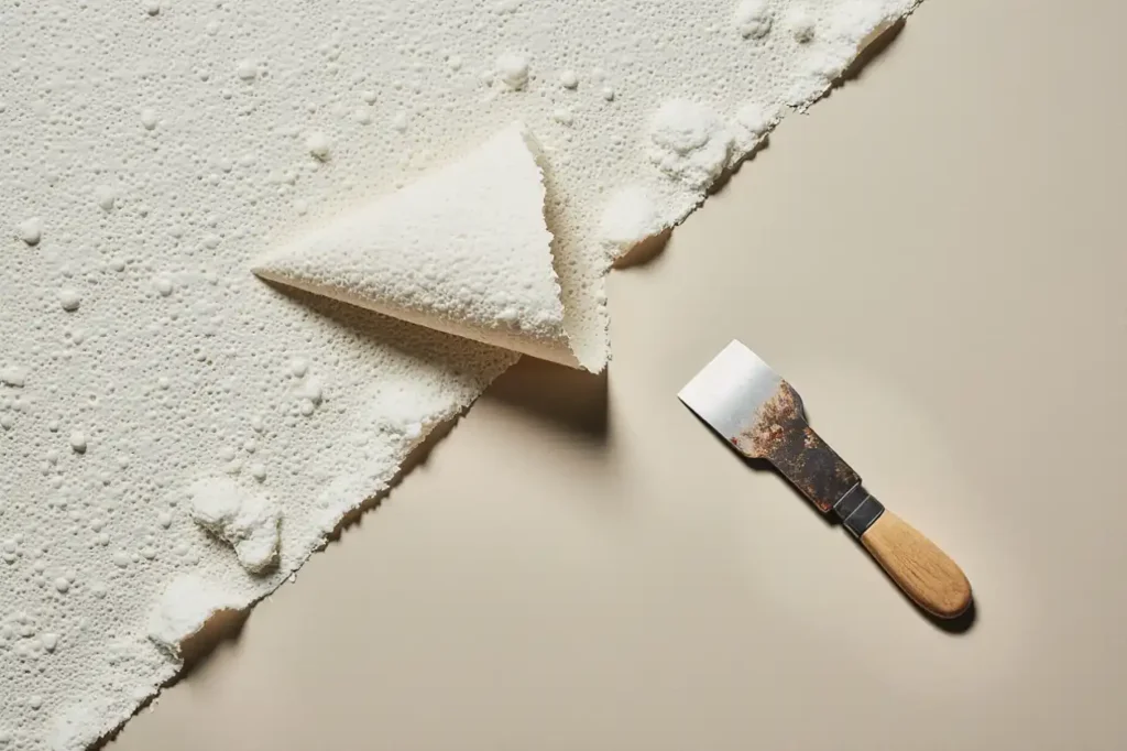 Trimming peel and stick wallpaper around room edges and trim