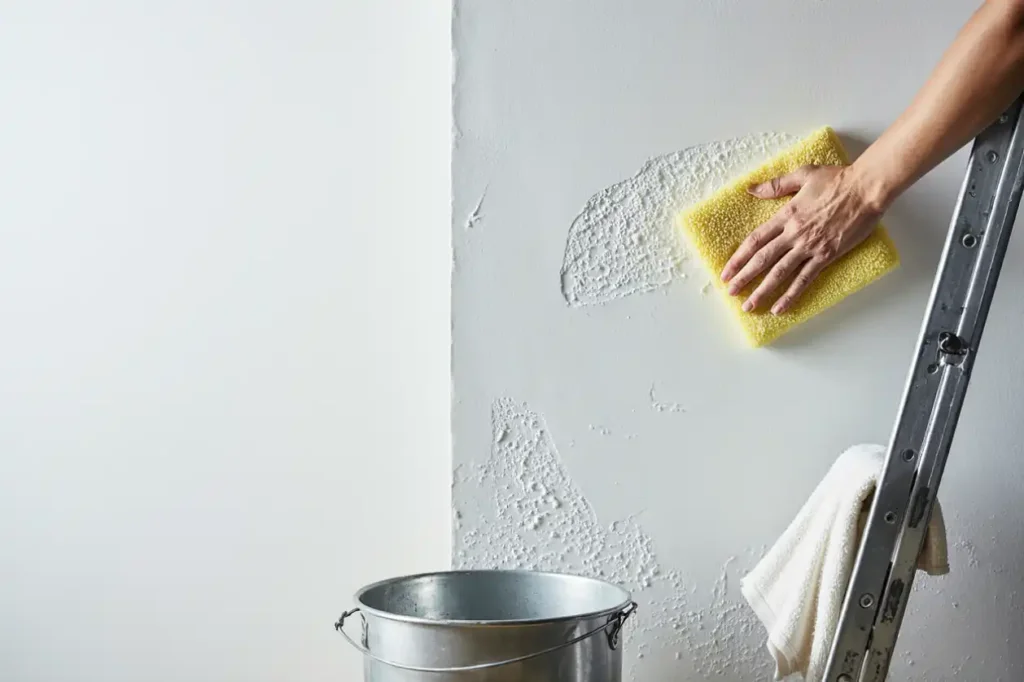 repairing and smoothing a wall before wallpaper