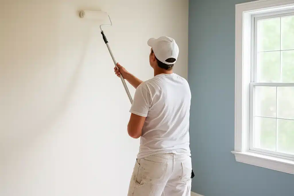 interior room prepared for a professional paint job